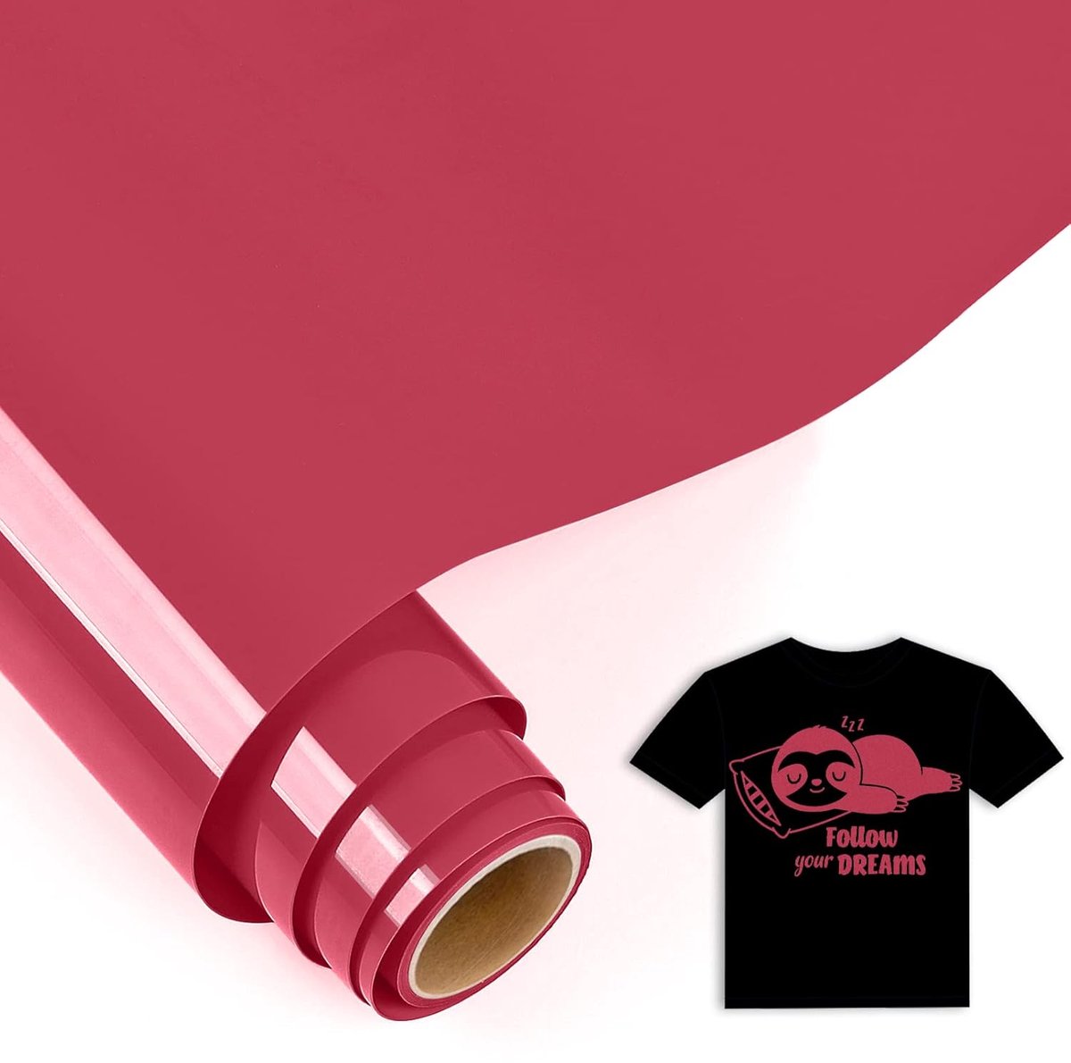 5 ft plotterfolie voor textiel, rozerood, 30,5 x 152,5 cm, flexfolie textiel in rozerood voor Cricut Maker, Silhouette Cameo, textielfolie voor kleding, mutsen, broeken, andere stoffen