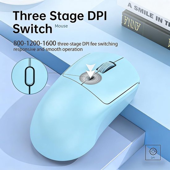 draadloos, Bluetooth Muis, Draadloze Muis met 800/1200/1600 instelbare DPI, Draagbare 2,4 GHz USB Draadloze Muis, Ergonomische Computer Muis, Voor Laptop PC, iOS, Android, iPad, Windows — afbeelding 4