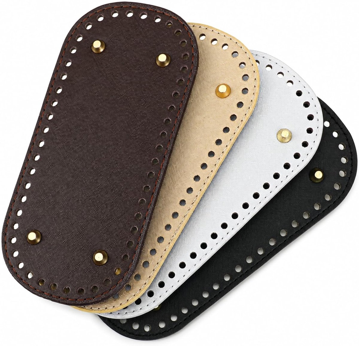 4 stuks zakbodem, 22 x 10 cm, zakbodem om te haken, PU-leer, breien, haakaccessoires met gaten voor het maken van tassen, handtas, schoudertas, portemonnee, doe-het-zelf accessoires, 2