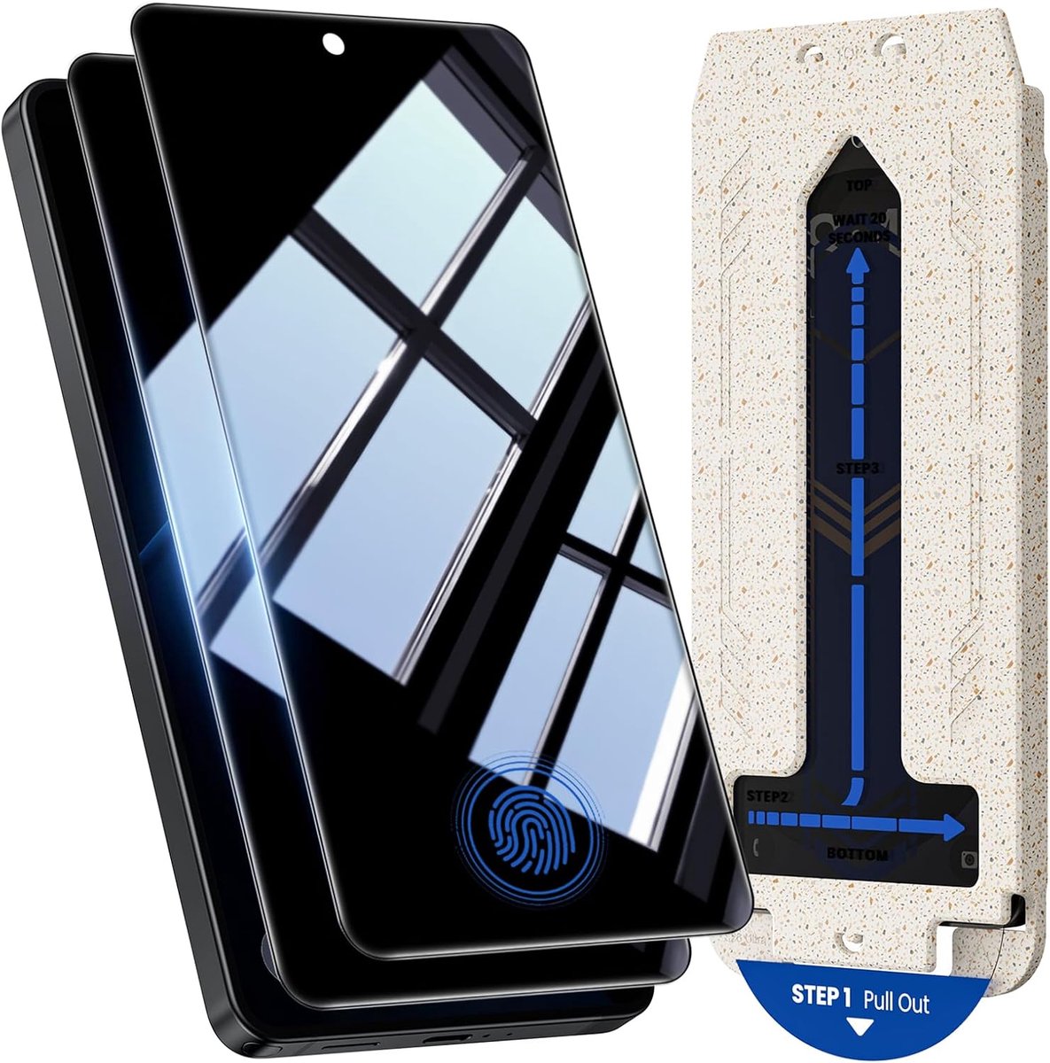 Hoerrye voor Samsung Galaxy S26 Plus Privacy Screen Protector - 9H gehard glas, hoesvriendelijk, 25° anti-spy [Bubble vrij, auto-stof verwijdering] [Militaire kwaliteit onbreekbaar en langste duurzaam