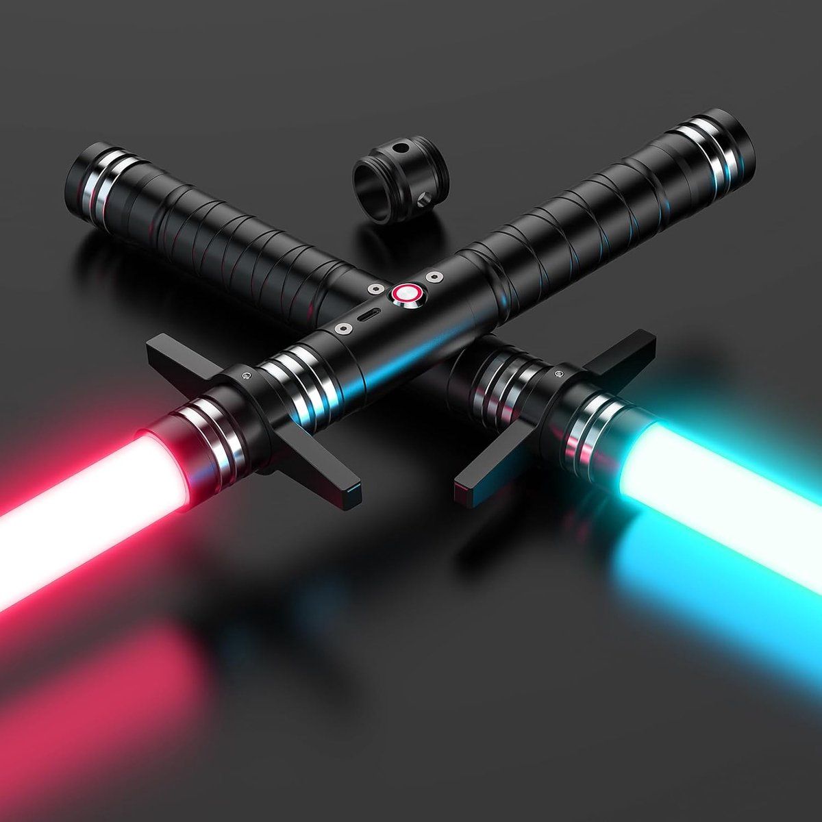 Zwaad Laser RGB 24 Kleuren, Zwaad Laser Star War Oplaadbare USB-C met geluid FX en metalen handvat, 102 CM Lichtzwaard voor kinderen en volwassenen Verjaargadeken Halloween Rollenspellen (Kreuz 2pc)