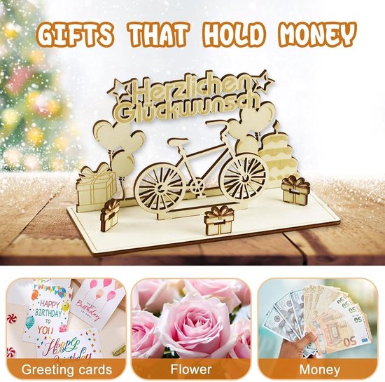 Spaarpot,Cool Fiets Decoratie,Handgemaakte Houten Tafel Decoratie,Fiets Hout Ambachten,Fiets Gift,voor Fietsers Functionele Robuuste Display Decoratie. — afbeelding 5