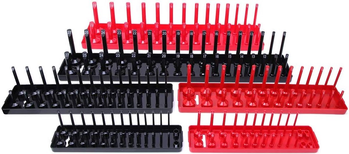 Houder (6PCS Metrische/Inch Socket Houder Organizer Multifunctionele Plastic Socket Opbergrek Lade)