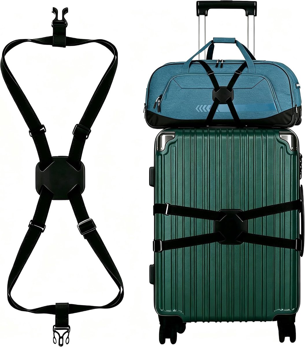 kofferriemen, 2 stuks, universeel, bagageriem voor koffer met veiligheidssluiting, verstelbare lengte, robuuste reizen, handbagage, trolley, kofferbanden, bagagebeveiliging