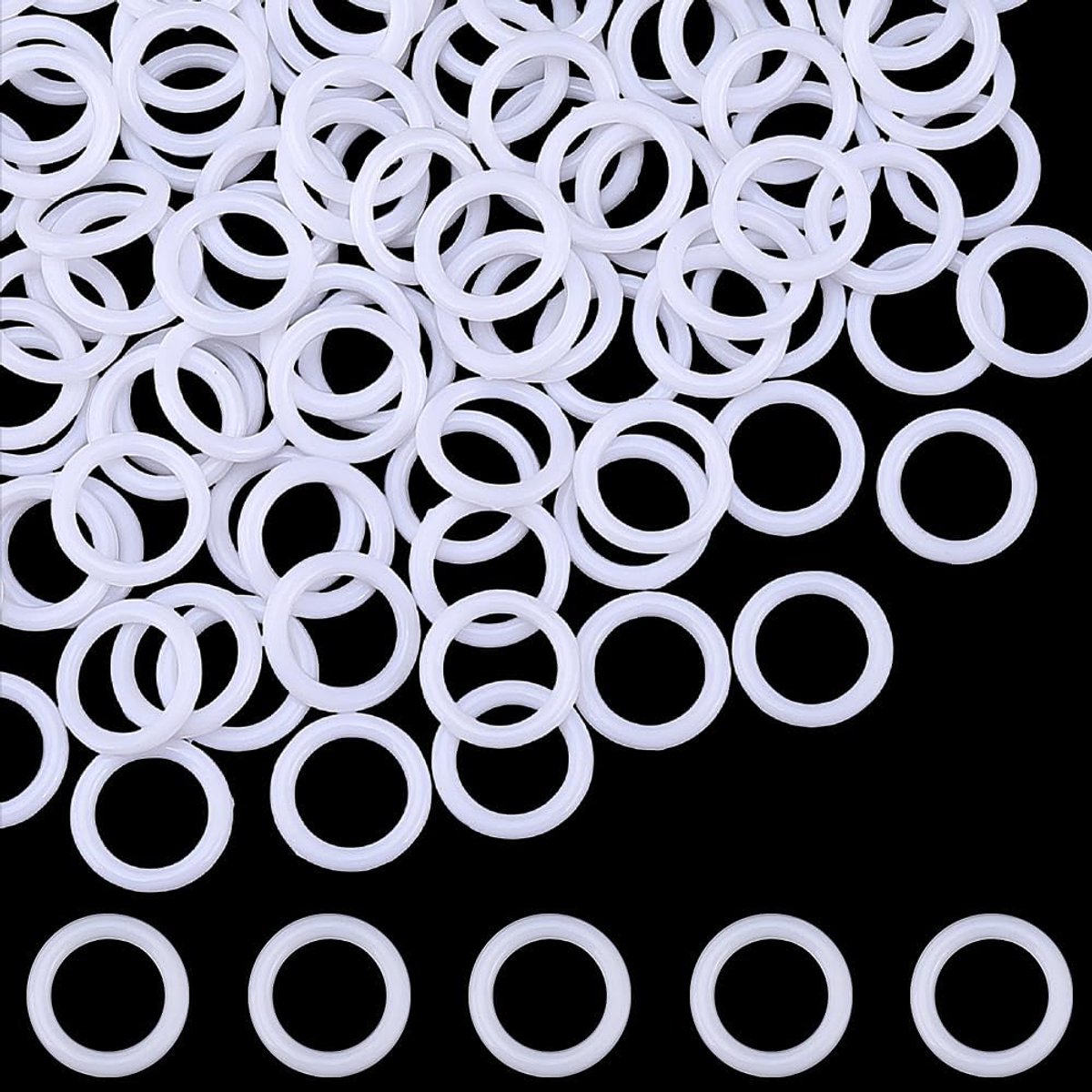 Ringen in één pakket, O-ringen van kunststof, voor gordijnen, witte ringen, 16 mm, haakring, ronde haken, knutselgereedschap