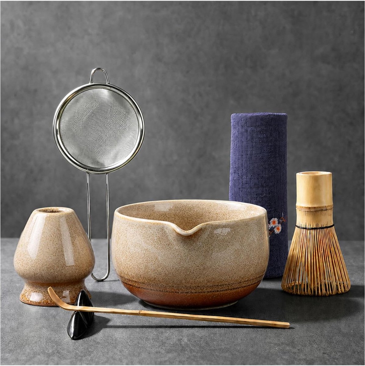 Traditionele Matcha Set van keramiek Beige