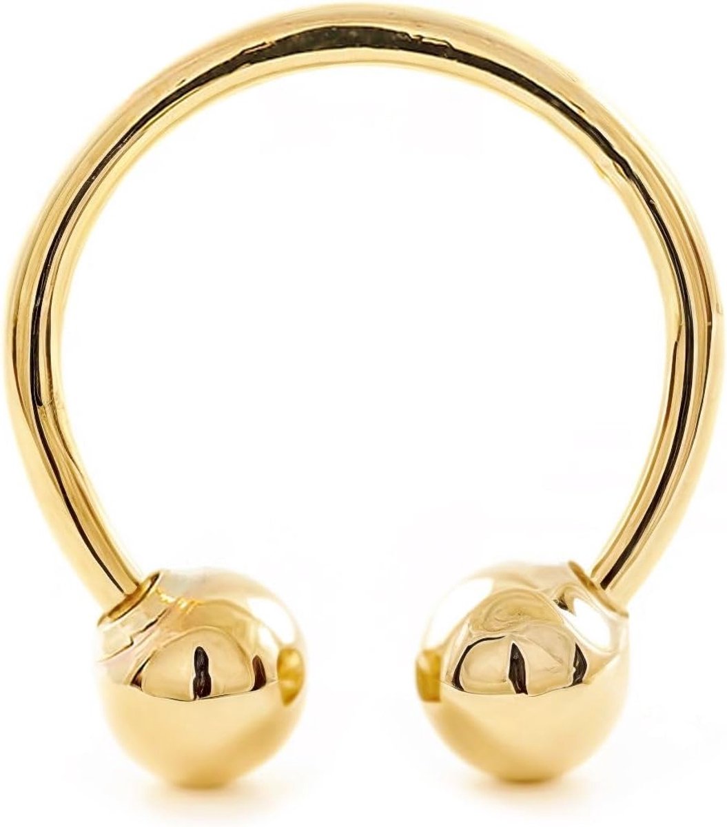 Petit Piercing Barbell dubbele bal 4mm - geelgoud 9 karaat (375) - geschenkdoos - garantiecertificaat, Geelgoud