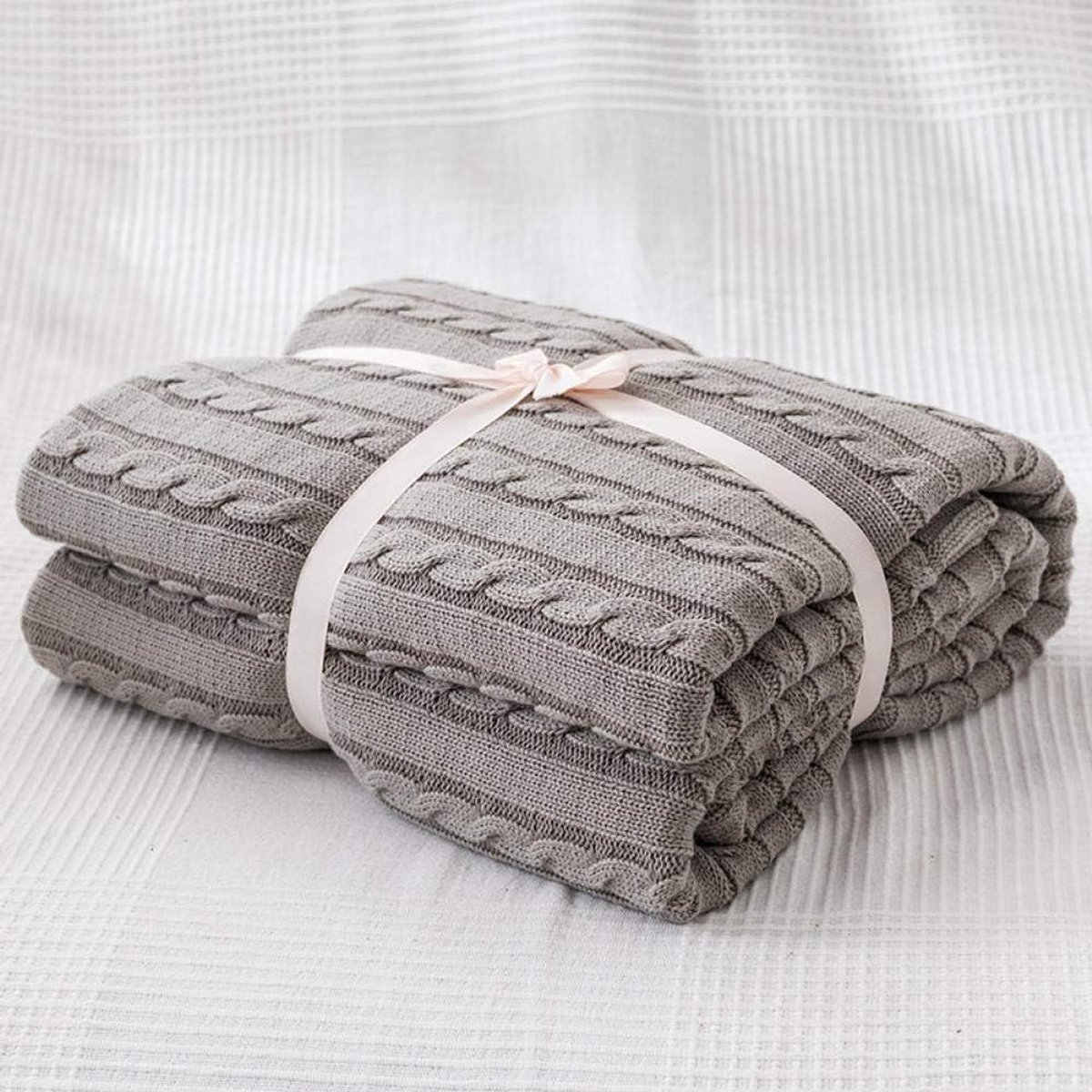 Double/Twin Size fleece beddekens Warme donzige omkeerbare microvezel stevige dekens voor bed en bank-Hoogwaardig grijs_150cmX200cm