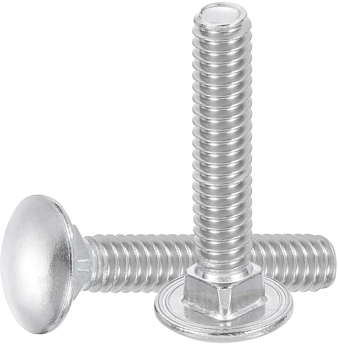 10 stuks krikbouten, 1/4 inch - 20 x 4 inch, roestvrij staal, 18-8 (304), ronde kop, vierkante hals, schroeven voor bevestigingsaccessoires, zilverkleurig