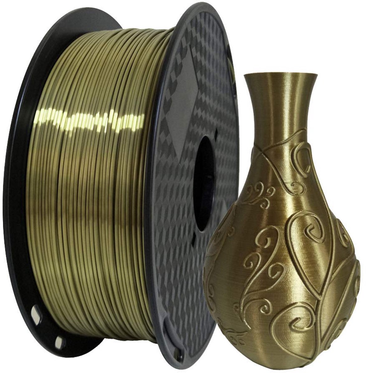 Silk Antique Gold PLA Filament 1.75 mm 3D Printer Filament 1KG 2.2LBS 3D Printing Materials Silky Shiny Gold Filament Metallic Metal Bronze Brass PLA Gold Silver Copper Color