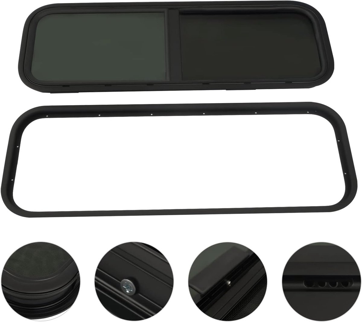Zijraam voor camper, getint, schuifraam, camper, raam, camper, raam, caravan, zijraam met insectenbescherming (900 x 300 mm)