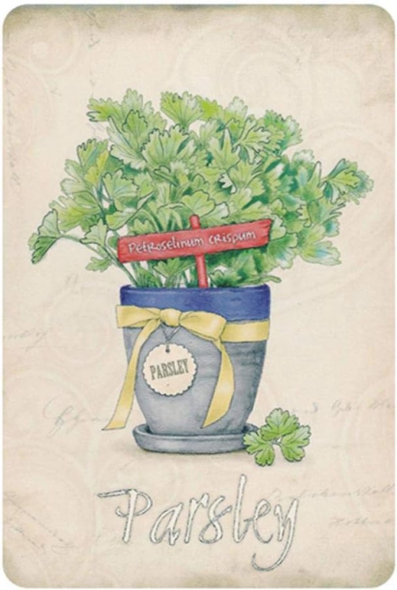 Bord Vintage Verse Kruiden Metalen Plaat Retro Ijzer Schilderij Mooie Bloemen En Groene Planten Woondecoratie Voor Kit 20x30cm 6