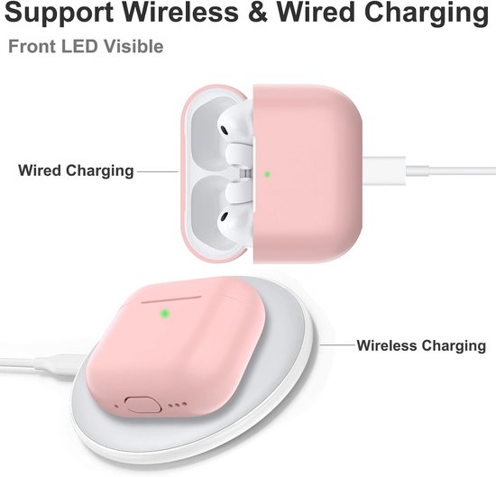 Hoes voor Airpods Pro 3, dun beschermend Silicone Case voor Air Pods Pro 3 2025 (USB-C) Skin Front LED zichtbaar siliconen hoesje, Roze — afbeelding 3