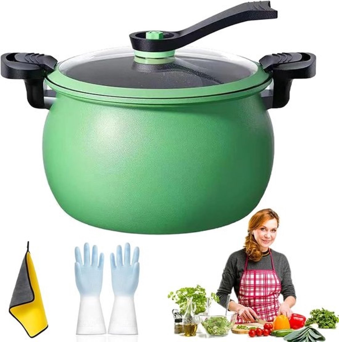 Snelkookpan 8 Liter - Multifunctionele Pan - Snel Koken - Zichtbaar Glazen Deksel - 28cm Diameter - Oranje