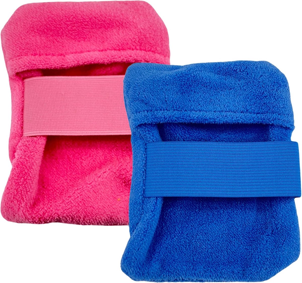 2 stuks zandwishandschoenen, strandzandverwijderaar van fleece, strandzandreiniger, zandverwijderingszak voor strand, camping, picknick, terras, zwembad, outdooractiviteiten, blauw/roze