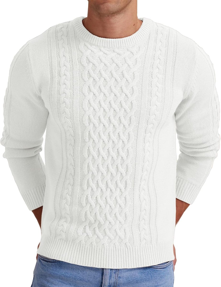 Heren winter trui dikke kabelgebreide casual ronde hals warm lange mouwen sweater gebreide trui ronde hals trui mannen