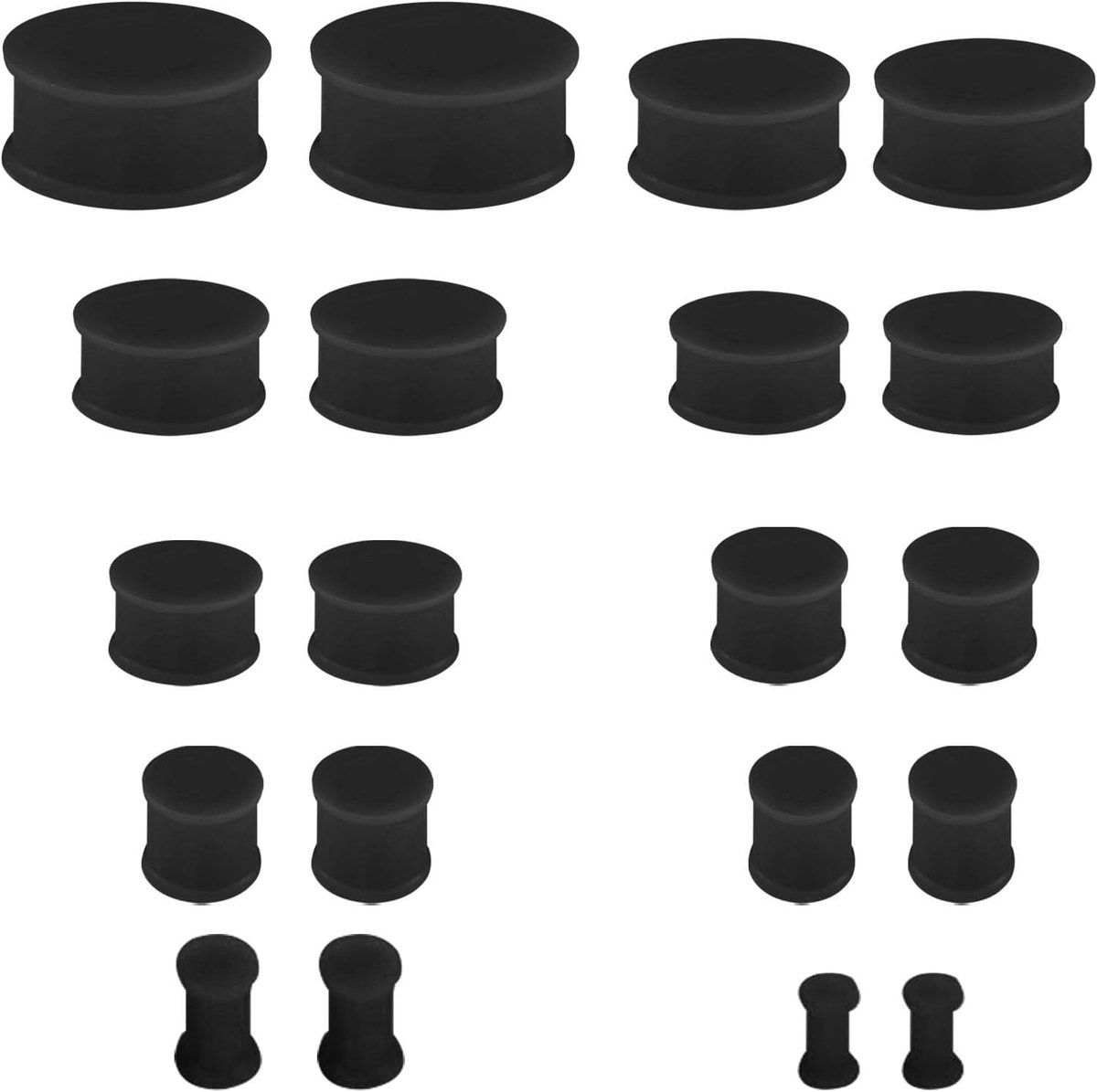 20 stuks Flesh-Tunnel aus Silikon, Siliconen Vlees Tunnels Oordopjes Expander Oor Stretchers Oren Expanders Piercing voor Mannen Vrouwen, 4/5/6/8/10/12/14/16/18/20mm - Zwart/Wit/Huid