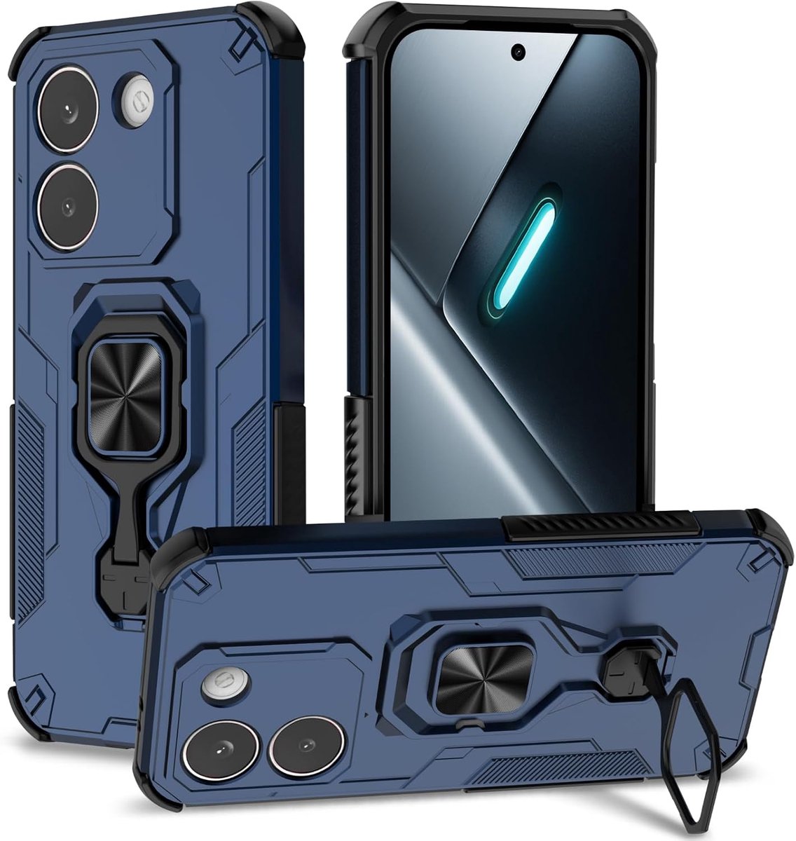Hoesje voor Xiaomi Poco X8 Pro, metalen 360° roterende ringstandaardhouder Antikras- en schokbestendige mobiele telefoon hoezen (Blauw)