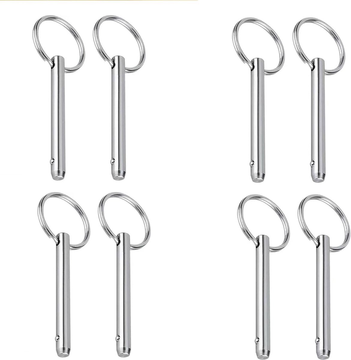 8 PCS Roestvrij Stalen Quick Release Pins met Veerbelaste Bal Einde en Cirkel Ring - Ideaal voor Bimini Tops en Boot Accessoires