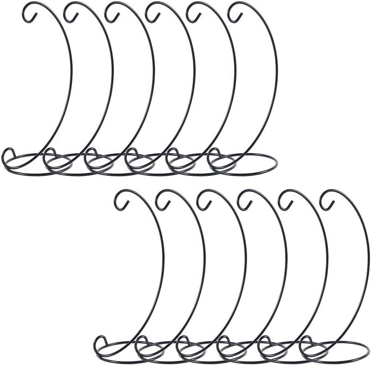 Set van 12 Ornament Display Stand Houder Zwart Ijzer Opknoping Stand Rack Kerstbal Thuis Bruiloft Decoratie