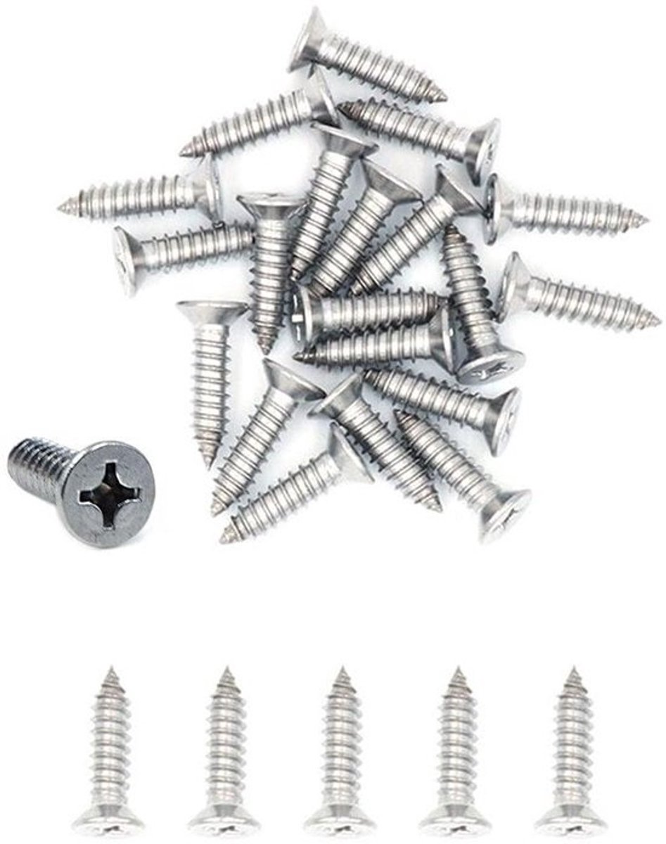 Zelftappende Schroeven - Metaal Schroeven - Meubel Montage - Roestvrij Staal - 4.2 x 16 mm - Zilverkleurig