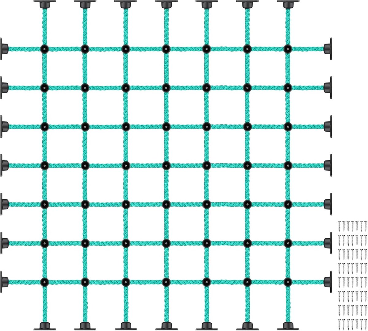 Klimnet voor kinderen met installatiebasis voor 152,4 cm × 152,4 cm, houten frames, 1000 lb-capaciteit, ladder, klimnet, ladder voor speeltuinen, boomhutten, schommelsets en obstakelbanen