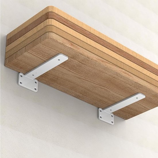 Set van 2 L-vormige Planksteunen voor Wandmontage, 15 cm, Zware Belastbaarheid tot 50 kg, Ideaal voor Keuken en Kantoor, Inclusief Dowel Schroeven, 4 mm Dikte — afbeelding 3
