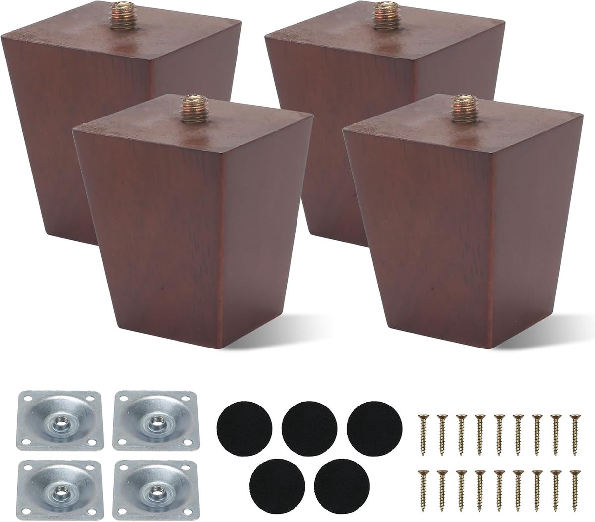 4 stuks 6 cm meubelpootjes voor houten meubels, vierkante meubelpoten, reservepoten voor banken