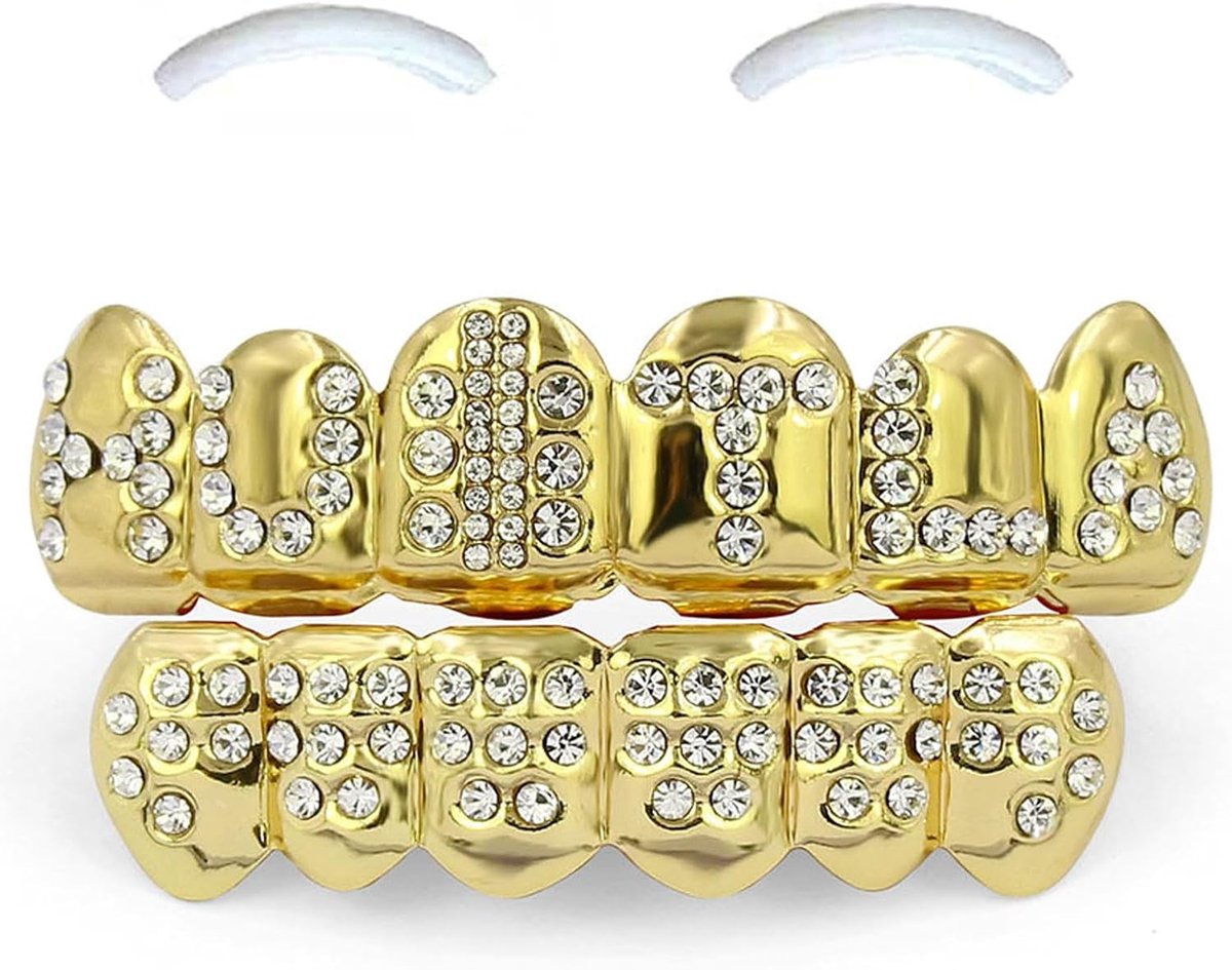 Hip Hop Tanden Set Gouden Tandheelkundige Grills voor Mannen en Vrouwen, Perfect voor Halloween Cosplay en Feestjes, Sieraden Accessoire
