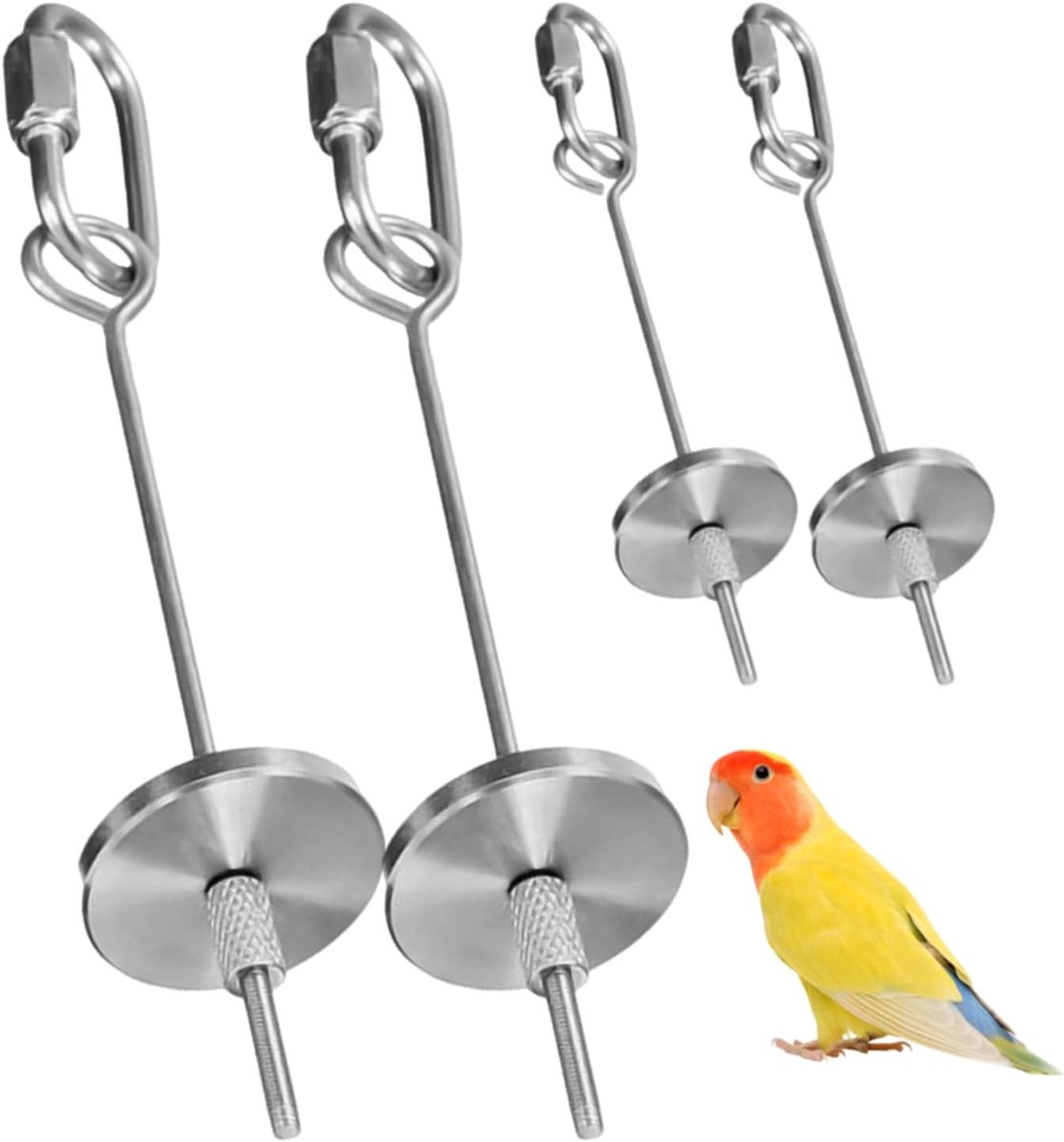 Fruitvork voor papegaaien, 4 stuks, fruitvork van roestvrij staal, voederdispenser voor papegaaien, accessoires voor vogelvoer
