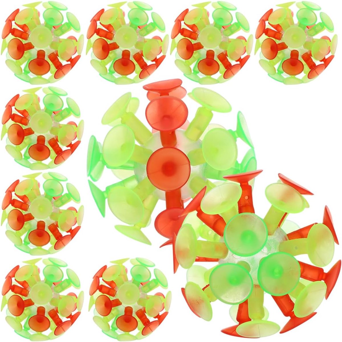 10 stuks kinderzuignapballen, oplichtend kleefspeelgoed, pvc-materiaal, meerkleurig, 6 cm, stressverminderend speelgoed voor jongens en meisjes, interactie tussen ouders en kinderen, cadeau-idee
