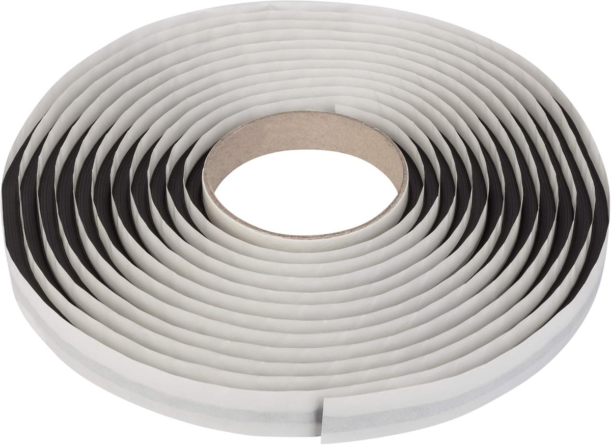 Butylkoord Ø8 mm – 6 m rol, butyl afdichtingsband, geschikt voor ramen, deuren, isolatie en montage (Ø8 mm / 6 m (7x7 mm)) - Zwart