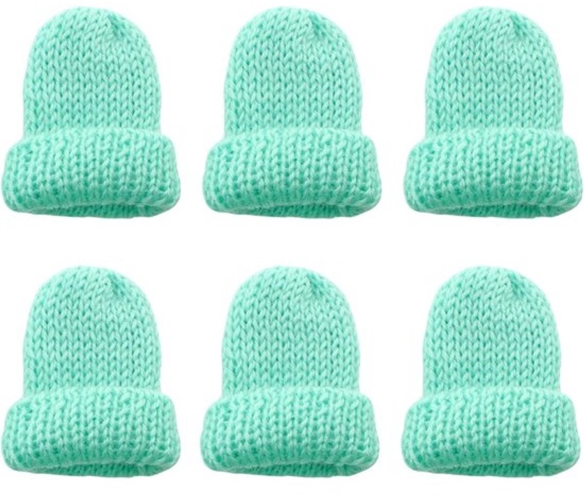 Set van 6 gebreide eierwarmers voor een gezellig ontbijt