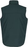Donkergroene bodywarmer met horizontale naad over de rug.
