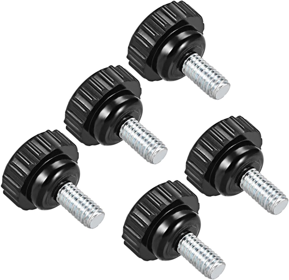 klemknoppen M6 x 10 mm buitendraad schroefdraad 21 mm kop thermoplast plastic duimschroef handvat bouten knoppen zwart - (toepassing: voor draaimachines machines) 5 stuks