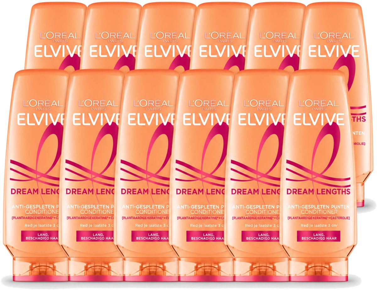 12 x L'Oréal Paris Elvive Dream Lengths - Conditioner - 250 ml - Voordeelverpakking - 12 stuks