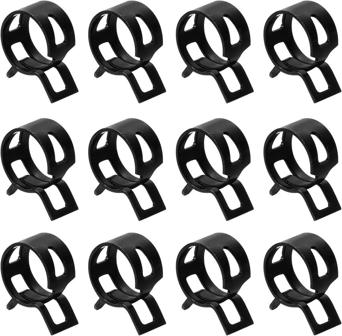 12 stuks veerband-type-actie brandstof/siliconen vacuüm-slangklem, 15 mm lagedruk-lucht-veerslang-clip-klem voor auto-oliepijp, waterleiding, zwart