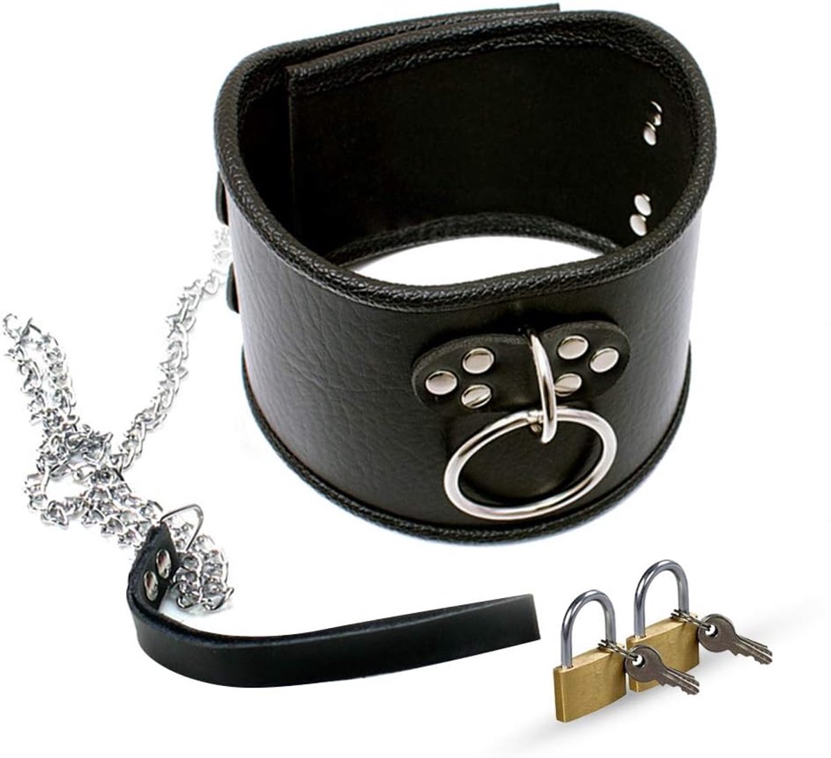 Fetisj Halsband Verstelbaar Sm Bondage Halsbanden, Afsluitbaar Halskorset met O-Ring en Ketting