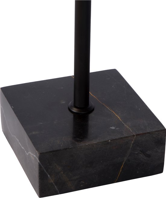 Base lourde en marbre noir pour lampe de table avec un pied en métal.