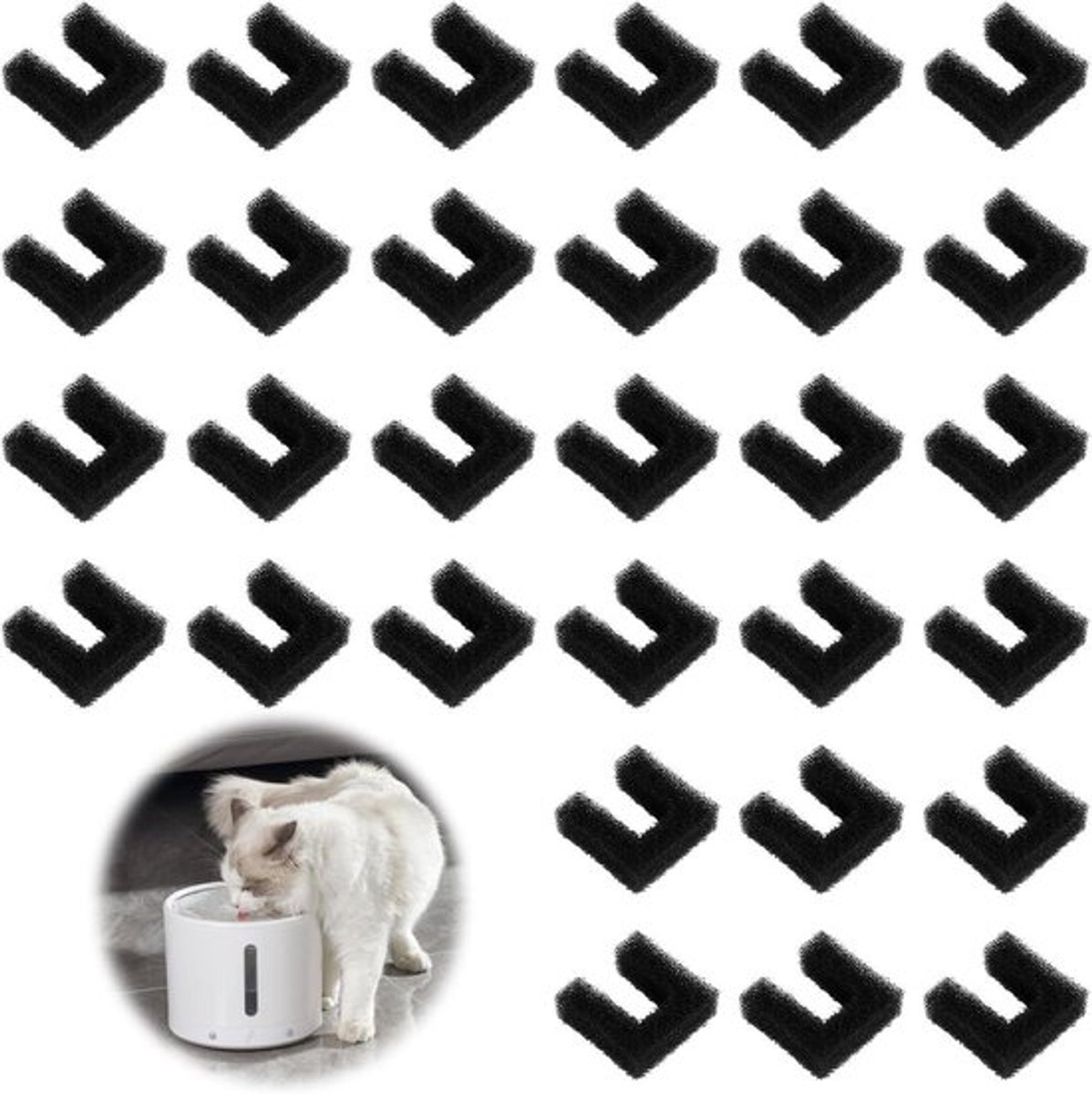 Allecto Plus - 30 stuks spons filters voor Kat fontein - Vervanging pre-filter