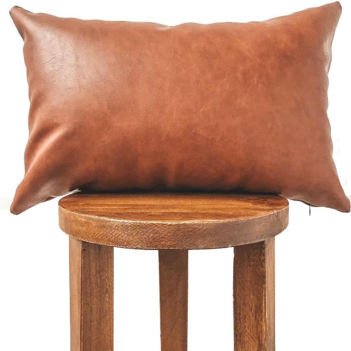 Decoratieve kussenhoes van faux leer, vierkant, 30 x 50 cm, bruin, zacht, voor bank en interieur