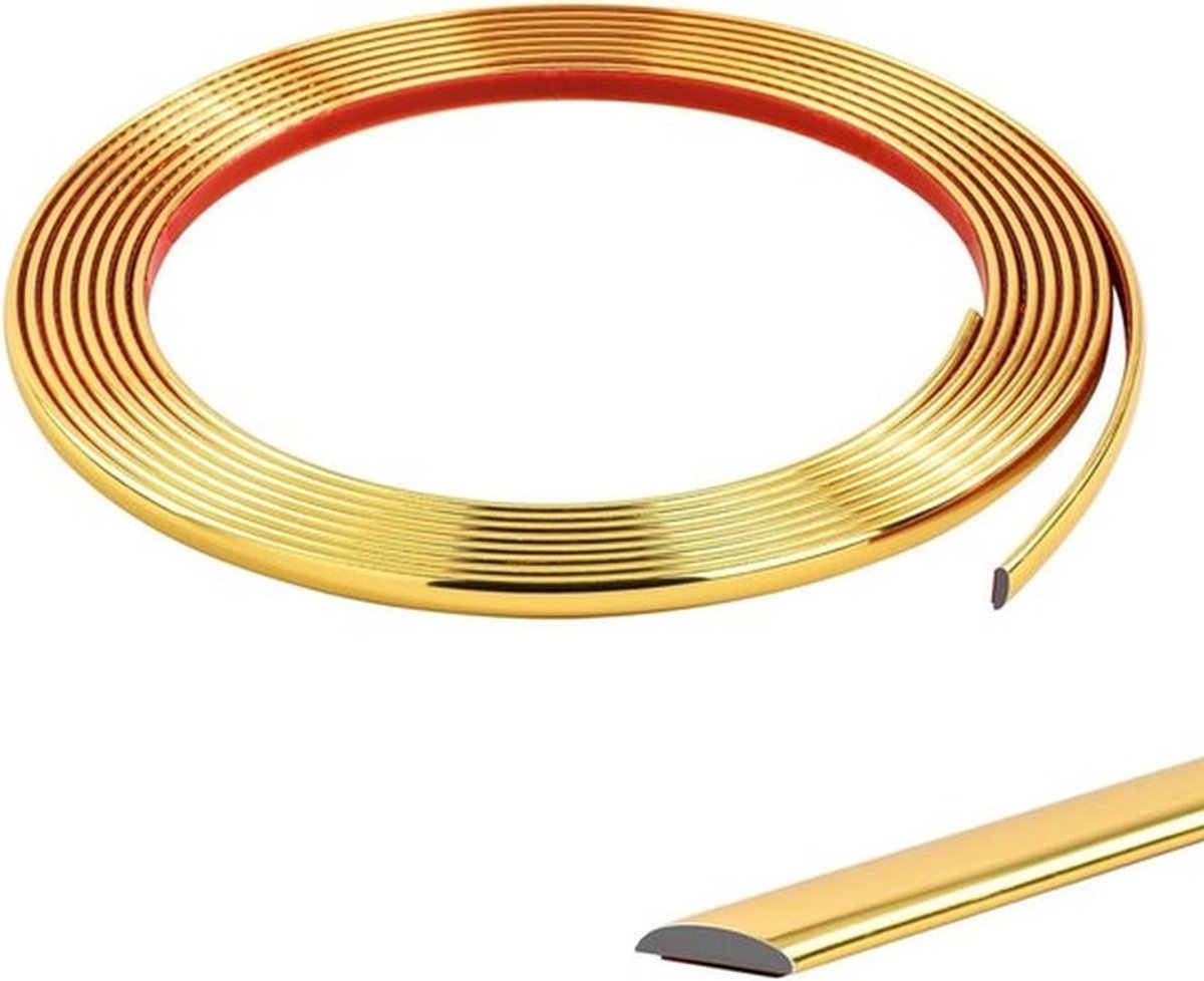 Flexibele leisteenlijst voor decoratie van tegel, muur en meer - 5 meter, zelfklevend (Goud)