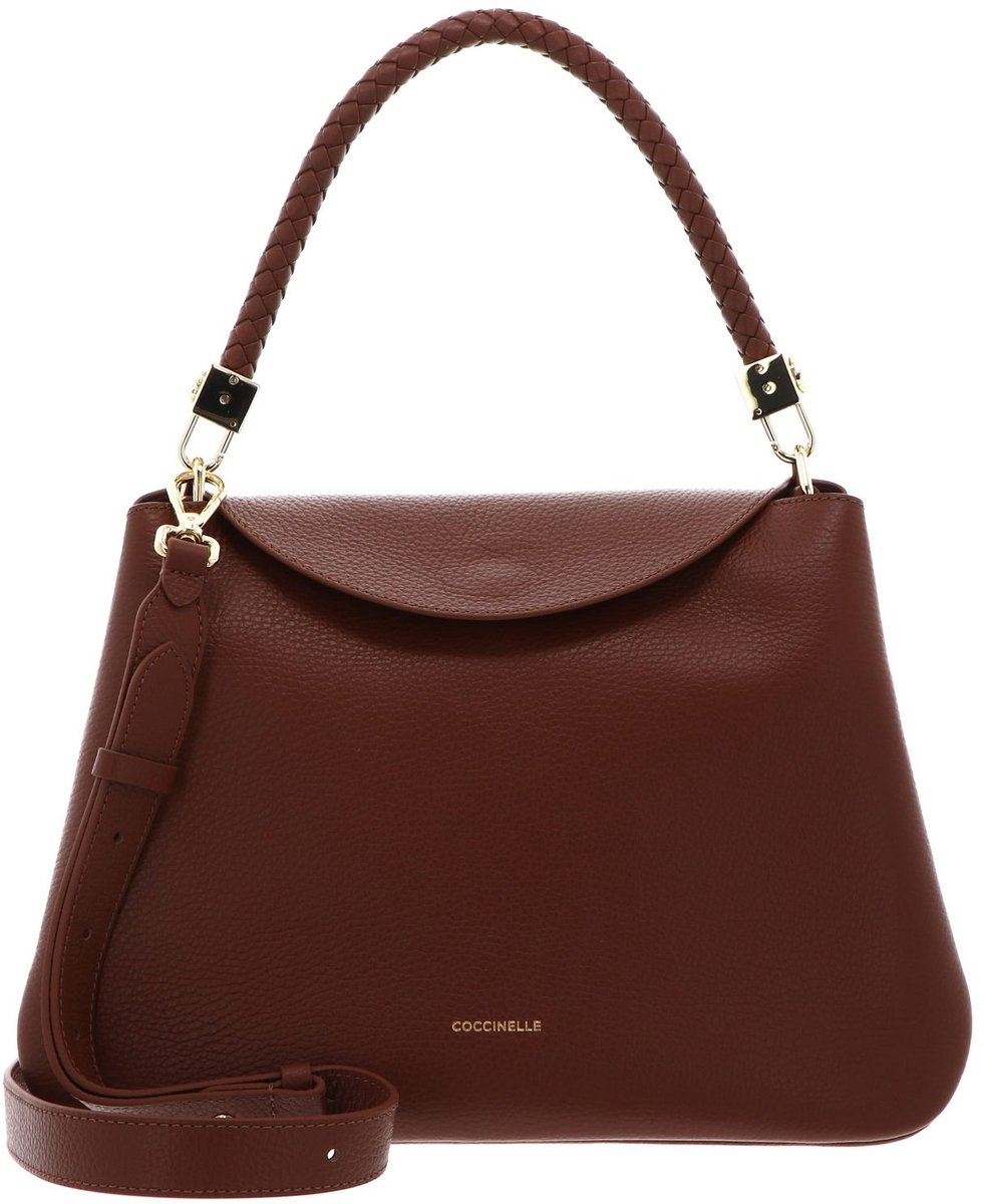 COCCINELLE Leren handtas schoudertas Tiggy Handbag Grained Leather Cognac bruine