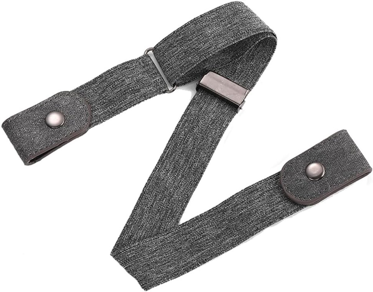 Set van 2 Elastische Riemen, Verstelbare en Onzichtbare Stretchriem, Buckle-vrij voor Jeans, Broeken en Jurken, Unisex, Grijs