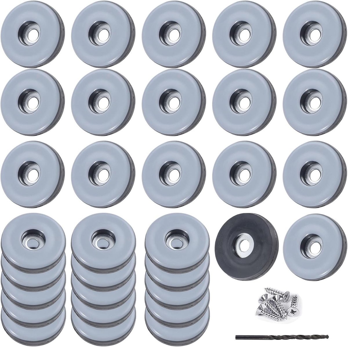 Ronde vloerglijders Ø 25 mm - 32 stuks met roestvrijstalen schroeven en boor - Meubelglijders set voor vloerschade bescherming en eenvoudige installatie