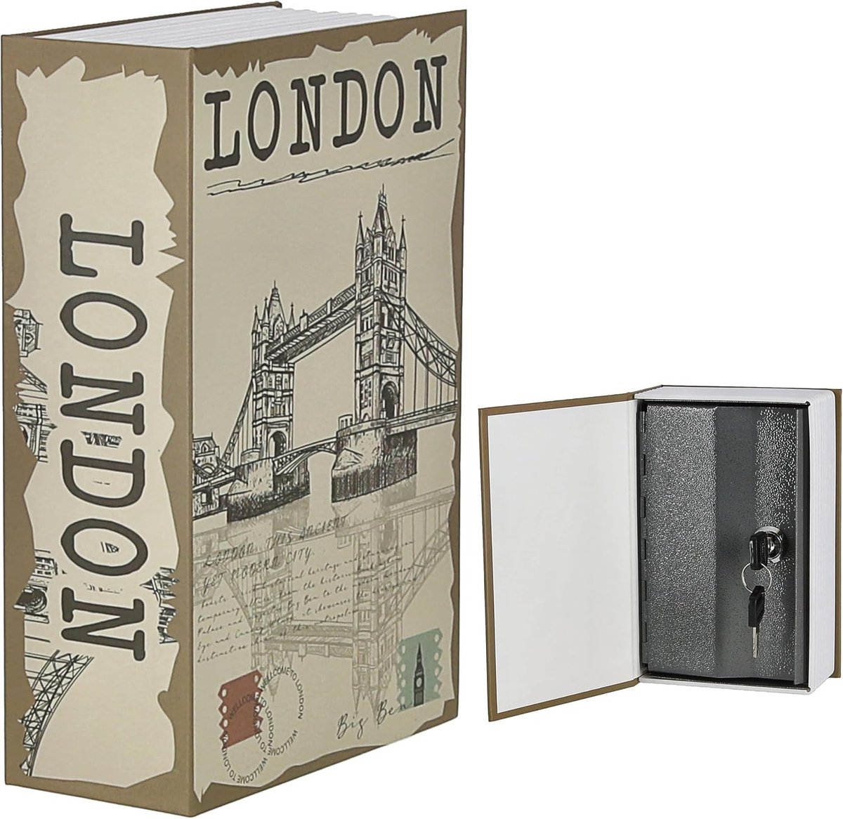 Boekkluis - Londen - 11,5 x 18 x 5,5 cm - Metalen Boekontwerp - Voor Waardevolle Spullen