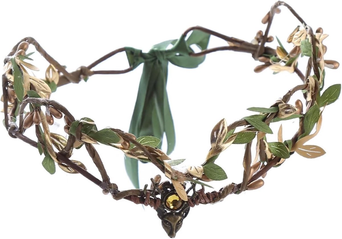 Betoverende Halloween elfen kroon met bloemen en vleugels voor kostuumaccessoires en feesten