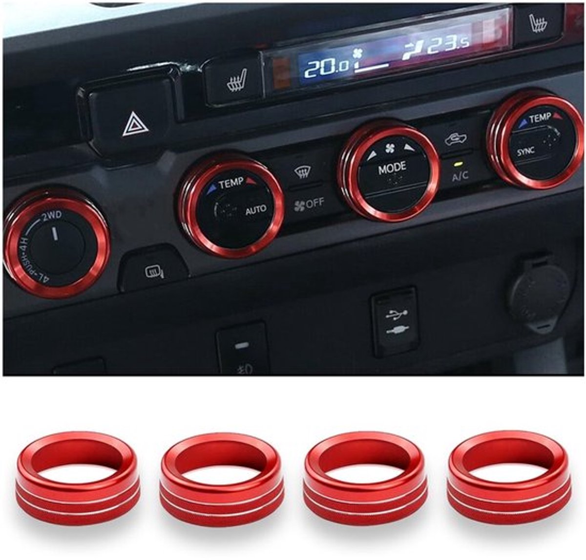 Dailygoody - Auto-airconditioning knopafdekking - Aluminiumlegering - Interieur