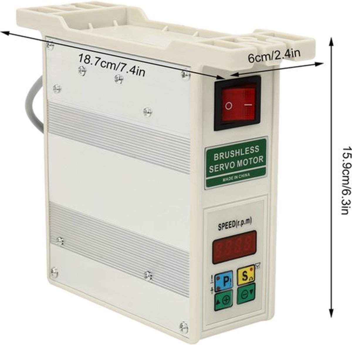 Industriële Naaimachinemotor - 600 W - Servomotor - 28x10.5x20 cm - Roestvrij Staal - Zilver