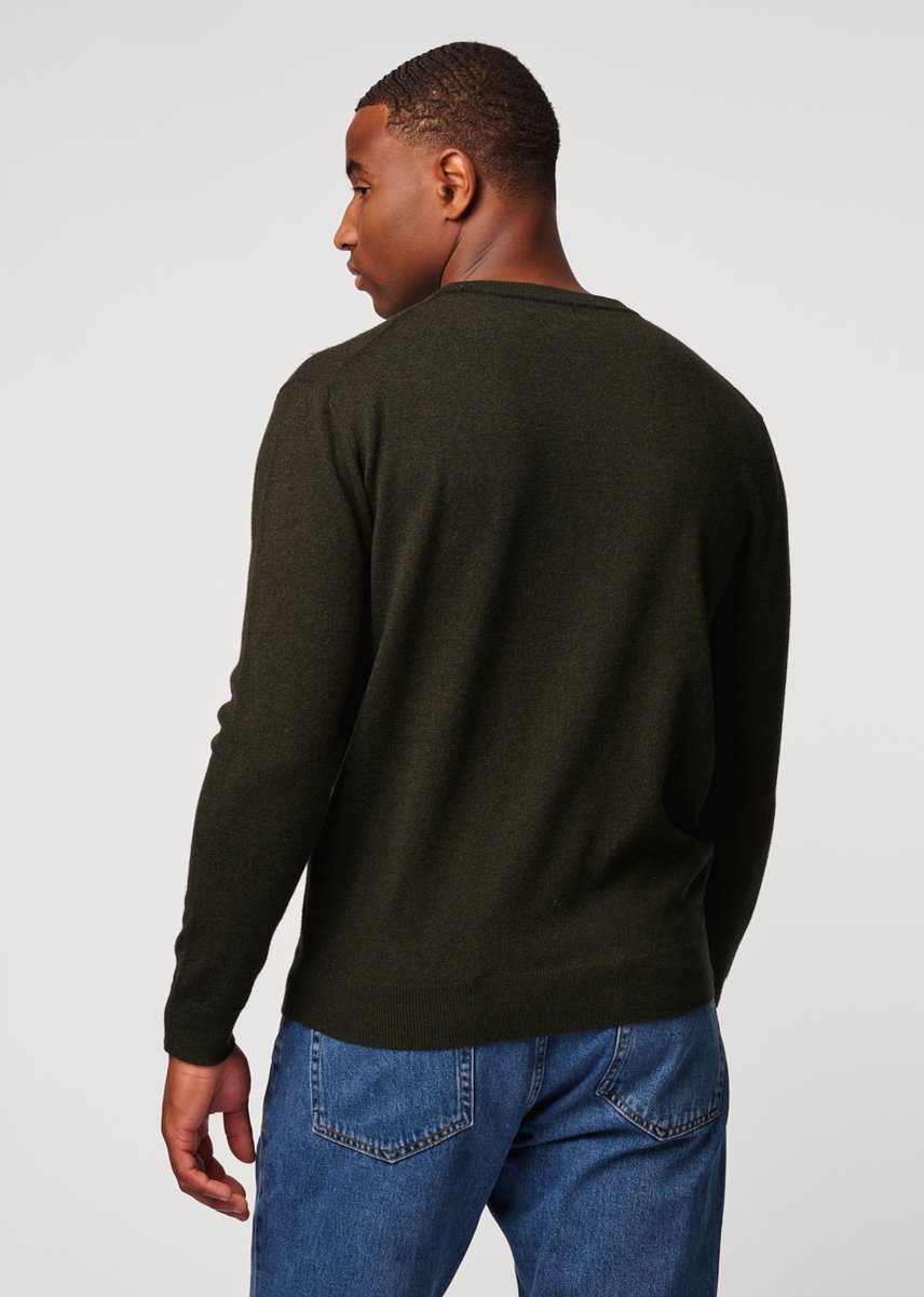 Antwrp trui donkergroen met ronde hals en klein geborduurd logo voor heren - XL (42)